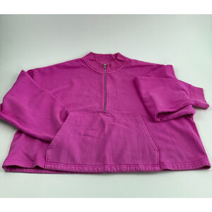 Victoria's Secret PINK Long Sleeve Half Zip Pink Sweatshirt w/Pockets Size XXL